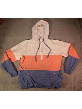 Columbia women XL Hooded Windbreaker Colorblock 1/2 zip